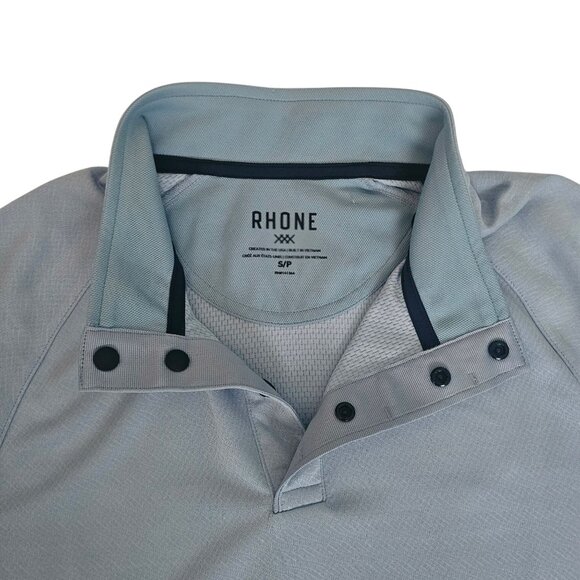 Rhone Clubhouse Pullover Long Sleeve Polo Shirt, Misty Blue Men's Size Small NWT - Picture 4 of 10